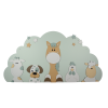 Boerderijdieren (5st.) koe-hond-paard-kip-schaap  op wolk achterbord - beige met te kiezen kleur (116x58cm)